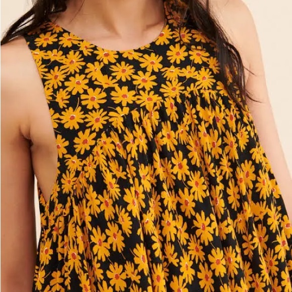 Free People Electric Daisy Mini Dress Yellow Black boho sleeveless - Picture 3 of 10